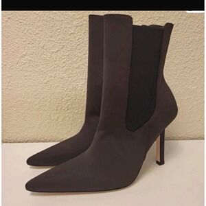 Good American Unapologetic Neoprene Chelsea Ankle Boots Brown 7.5 GA118N-X